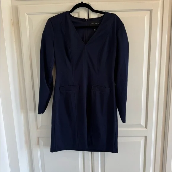 Saks Fifth Avenue Black V-Neck Mini Dress - Picture 3 of 4